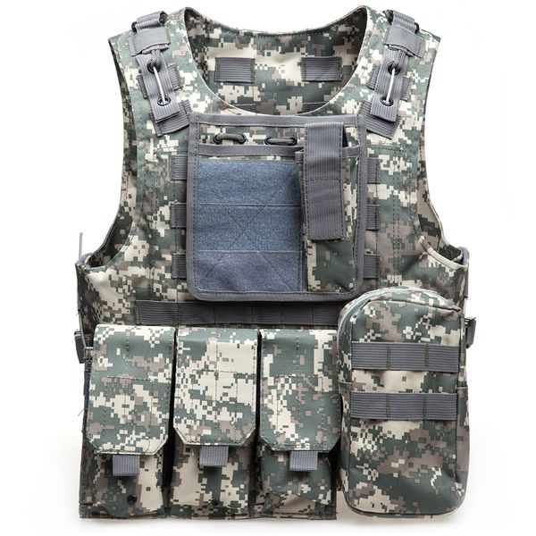 

7 colors amphibious outdoor sport hunting vest tactical molle waistcoat combat assault plate carrier vest, Camo;black