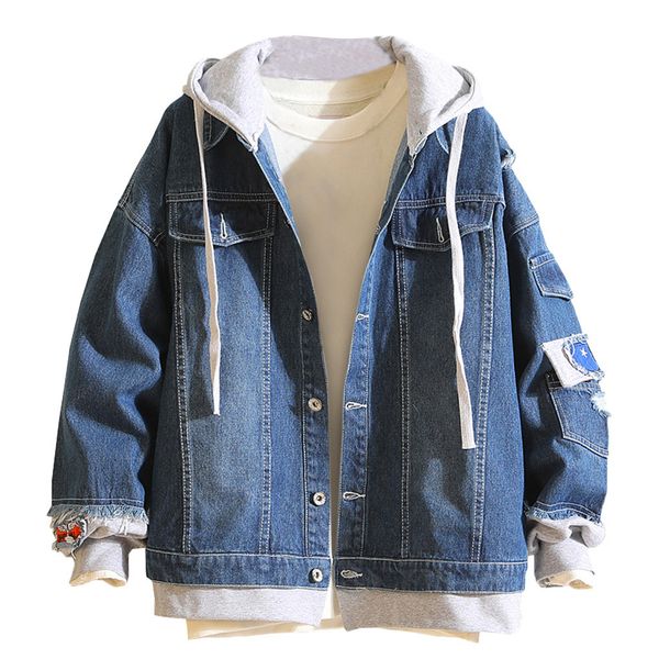 

jaycosin men's jackets streetwear men's autumn casual retro washed denim jacket jacket shirt spring, Black;brown