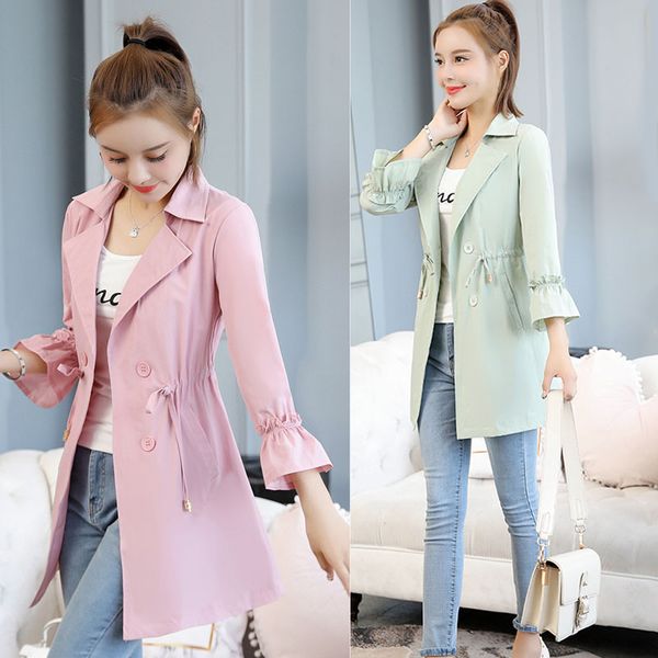 

women's trench coats long coat korean windbreaker spring autumn woman fashion 2021 overcoat sobretudo feminino kj2339, Tan;black