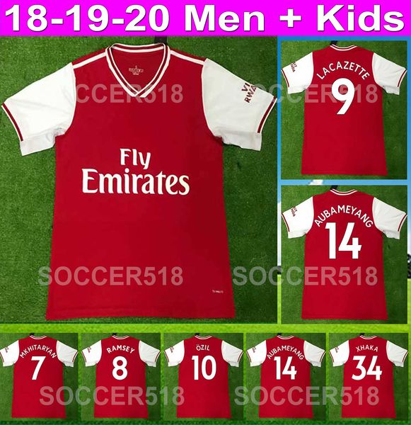

2019 2020 aubameyang lacazette 19 20 kid occer jer ey mkhitaryan ram ey maillot de football hirt torreira red kit cami a de futebol