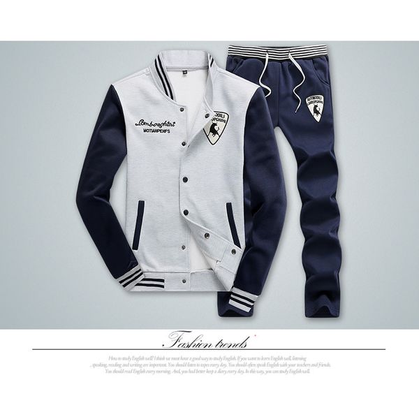 

mens brand tracksuits fashion cattle badge embroidery jacket & drawstring sweatpants casual designer mens running colothes quality, Gray