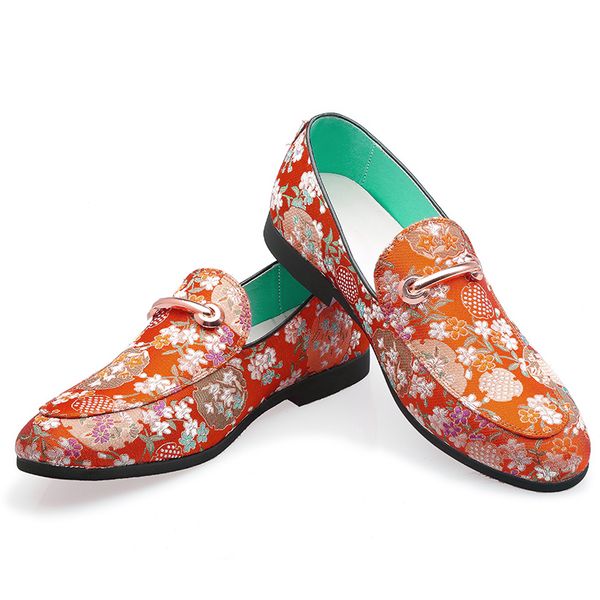 

fashion embroidery loafers for men business formal dress shoes breathable pointed slip-on flat shoes large size, Black