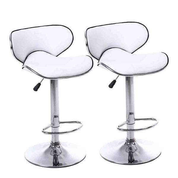 

set of 2 bar stools pu leather adjustable pub chairs counter dining swivel seat