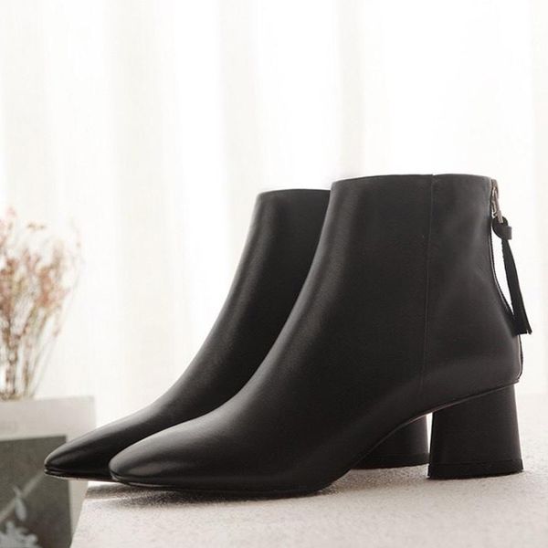 

new silver zipper short ankle boots ivory white fashion versatile high heel short boots size 35-39 original packaging, Black