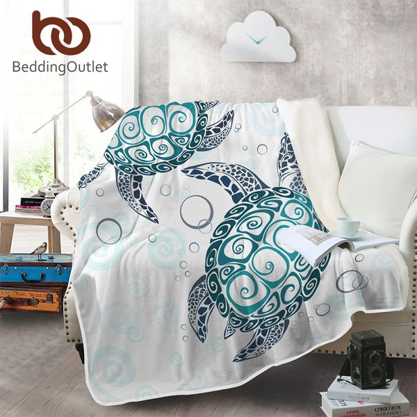 

beddingoutlet turtles flannel blanket blue tortoise coral fleece blanket for beds sofa marine animal bubbles coverlet 150x200cm