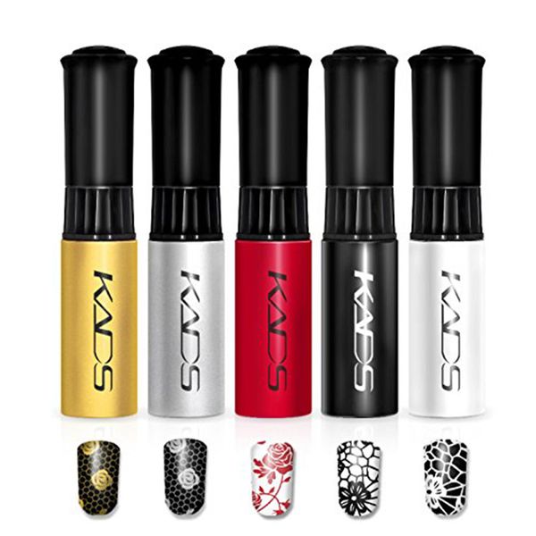 

5pcs/set nail stamping polish nail polish for stamping plates lacquer gold silver black white color print varnish lacquer