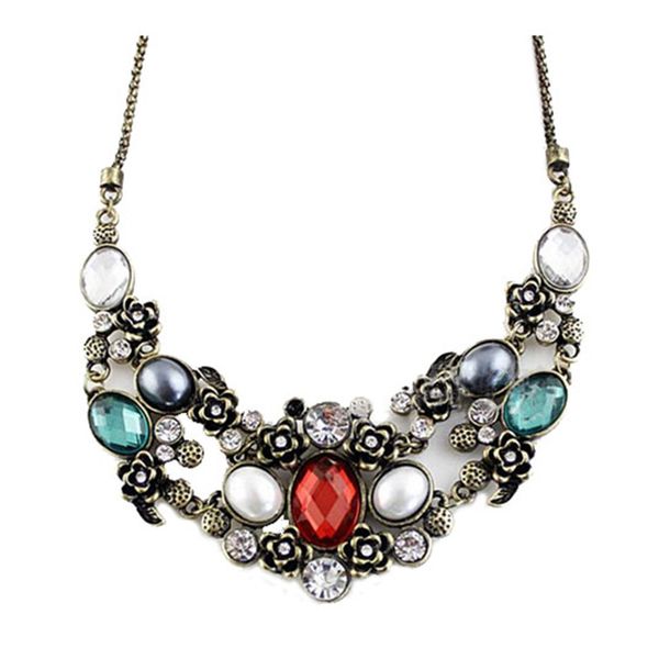 

new arrival fashion colorful charms crystal flower choker necklaces & pendants for woman flower necklace jewelry, Golden;silver