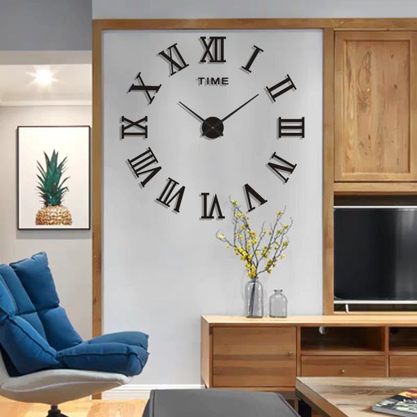

wall clocks creative clock living modern minimalist sticker watch amazon diy stereoscopic roman large home decor
