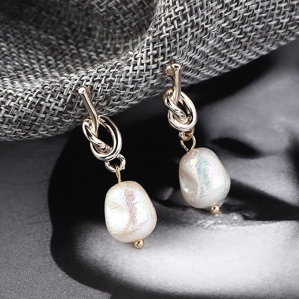 

fashion jewelry vintage knot pearl dangle stud earrings s591, Silver