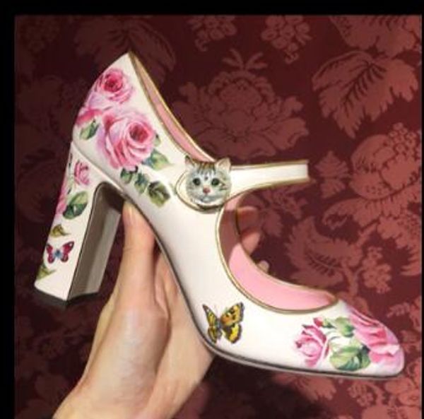 Горячая распродажа новая овчина принт на высоком каблуке обувь водяной дрель цветок заостренный тонкий каблук каблук каблука женская обувь неглубокая розовая свадебная обувь