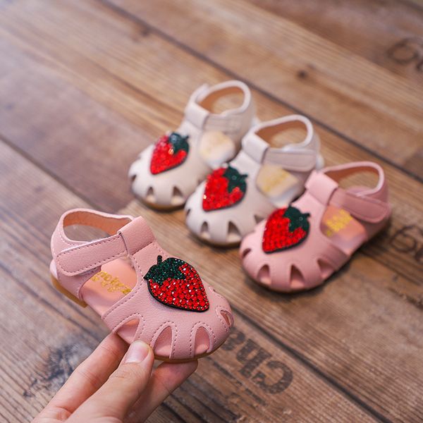 

newborn girls toddler baby cherry sandals princess shoes for kids little girls cute roman beige pink casual sandals new summer, Black;red