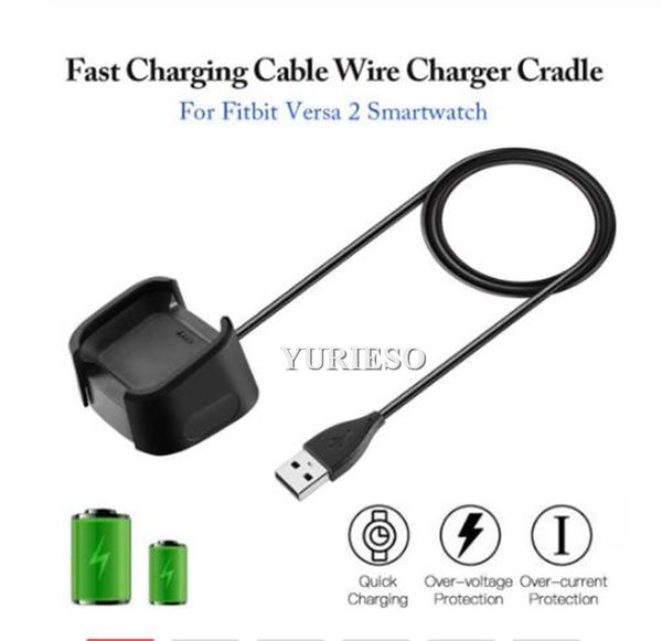 1M carregador USB substituível para Fitbit Versa 2 Charge Pulseira Inteligente Cabo de Carregamento USB para Fitbit Versa2 Pulseira Dock Adaptador Venda Quente