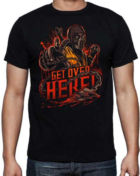 

mortal kombat get over here arcade game martial arts fatality mma gamer t shirt, White;black