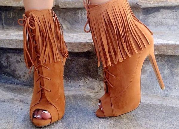 

zandina 2019 new arrival ladies high heel boots fringed autumn dailywalk shoes slid zipper party prom fashion dress ankle boots shoes xd316, Black