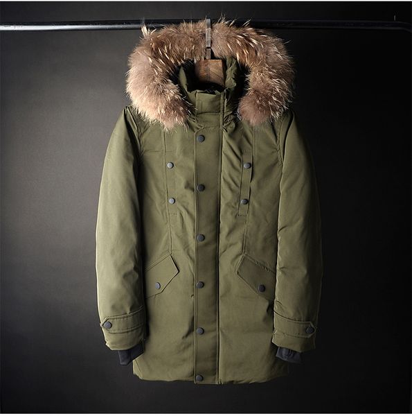 

new hooded duck down jackets thick warm winter windproof waterproof jacket men long coats fur hooded outerwer down parkas male, Black