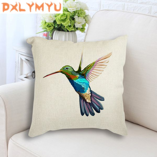 

watercolor bird tree leaves animals seat cushion nordic cotton linen throw pillow decorative cushion sofa pillow 45x45 cm