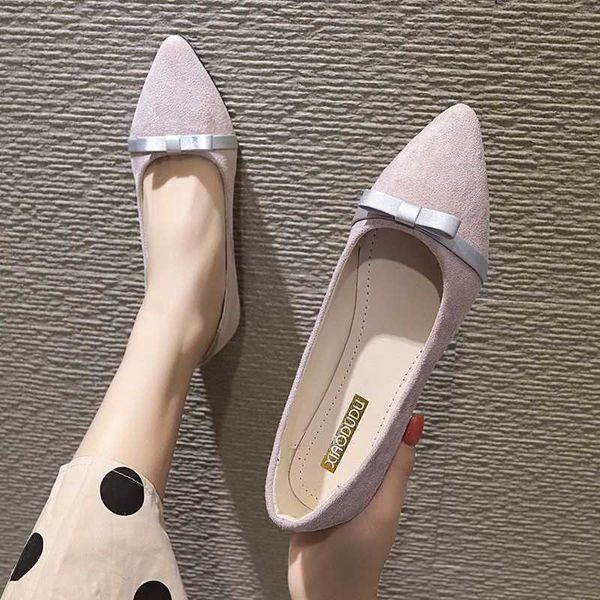 

2020 spring and autumn women's shoes fashion pointed comfortable flat casual wild solid color bow elegant charm slip-on w33-31, Black