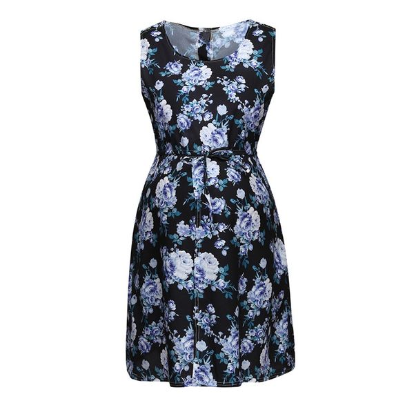 

summer women's maternity mother sleeveless floral printing nursing dress round collar multi-functional breastfeeding dresses a30, White