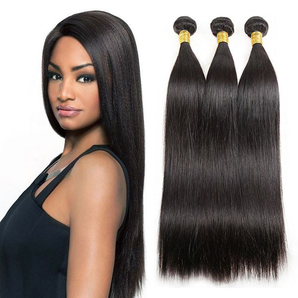 Pervian Virgin Hair 3 Bundles Natural Black Straight Human Hair