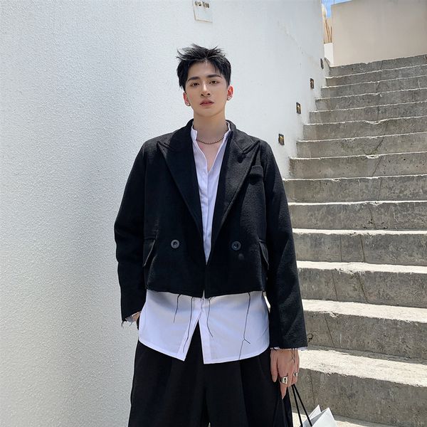 

мужчины винтажная свободный свободный черный шерстяная короткая куртка мужчины женщины streetwear hip hop готические пальто верхняя одежда в, Black;brown