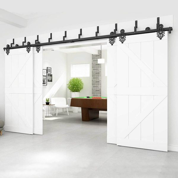 2019 4 Doors Bypass Royal Pattern Black Steel Sliding Barn Door Hardware Closet Door Interior Door Rolling Track Set Kit From Homedecor1 606 93