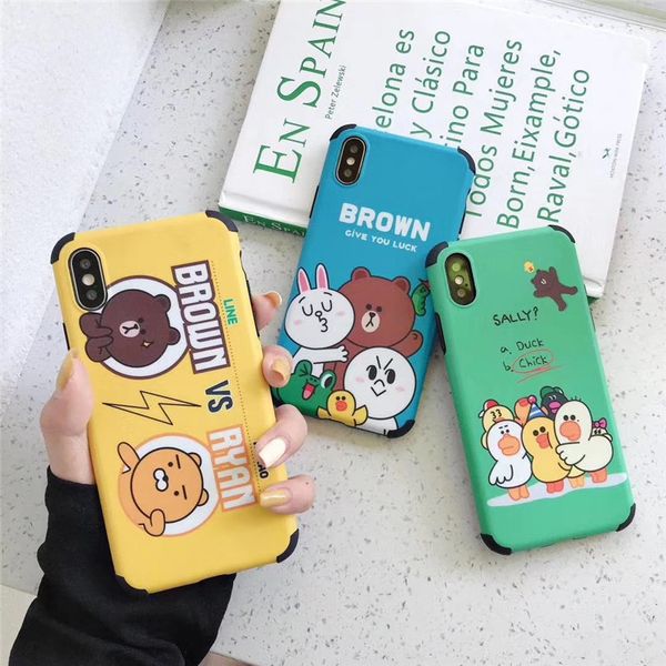 

one piece luxury phone case for iphone 6s 7 8plus xr xs lovely cartoon bear with anti-fall designer phone case back cover