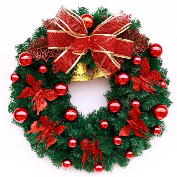

2020 new christmas wreath door wall hanging garland ornament decoration for xmas party holiday home decorations red green