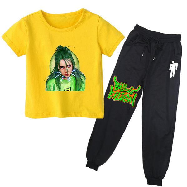 

billie eilish print toddler girl boy clothes sets summer kids sport suits children clothing sets t-shirt+pants 2pcs t shirts t200526, White