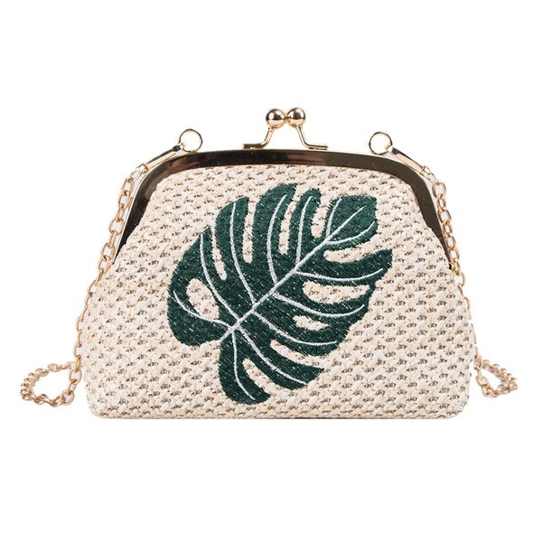 

shell straw embroidered round bag simple shoulder diagonal female bag straw