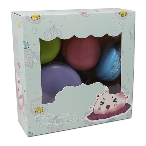 

200pcs/lot cookie cake chocolate macaron packaging box party lovely cartoon printed baking paper boxes with window decorate