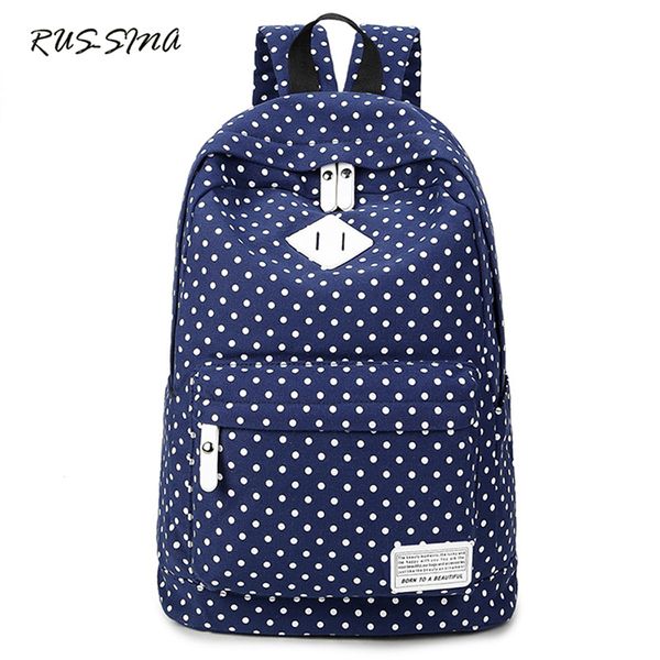 

russma 2018 spring new canvas school student teenager backpack preppy style girl rucksack large capacity dot packsack ynt0278