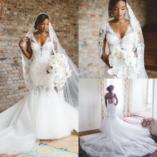 

2019 plus size wedding dresses bridal gowns v neck lace appliqued beads cap sleeve country wedding dress sweep train robes de mariée, White