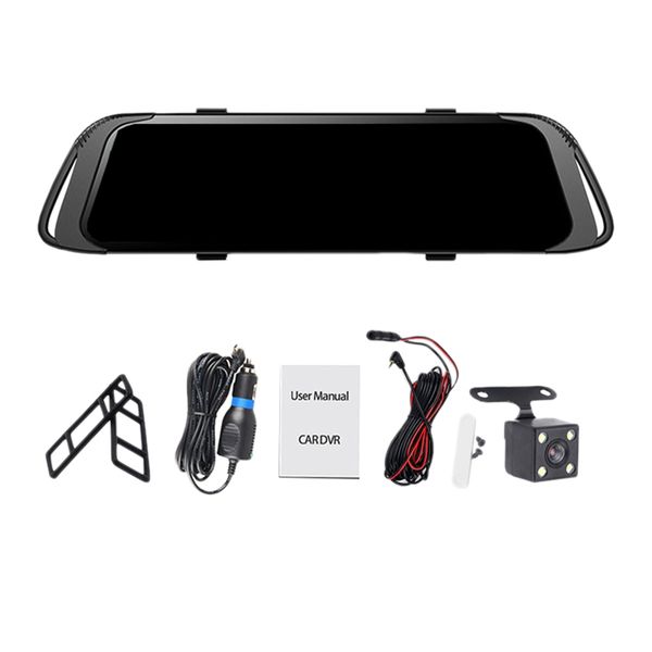 

car dvr 7.0 inch press video recorder mirror camera fhd 1080p dual lens with rear view camera auto registrator dash cam