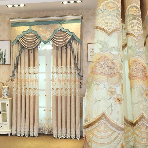 

европейская простая вышивка оттенок шторы для гостиной столовой спальни