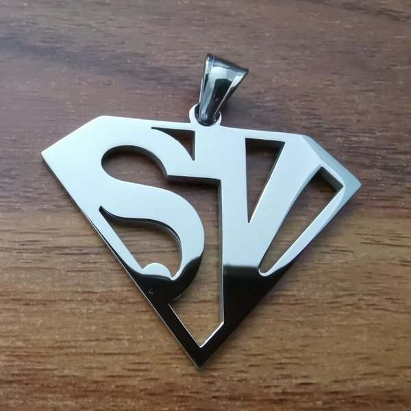 

superman style stainless steel mirror high polishing pendant 6 style chain you can choose the chain style., Silver