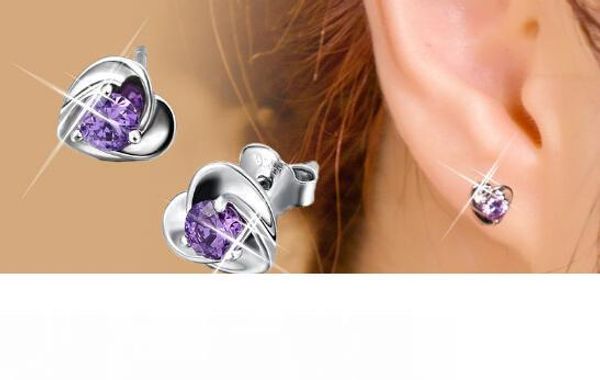 

korean 925 sterling silver earrings korean female lovely ear jewelry genuine original heart-shaped earrings, Golden;silver