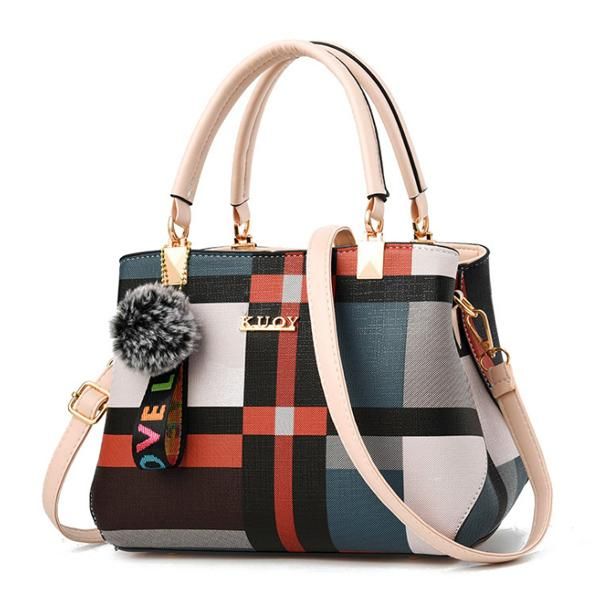 

new casual plaid shoulder bag fashion stitching wild messenger brand female totes crossbody bags women leather handbags