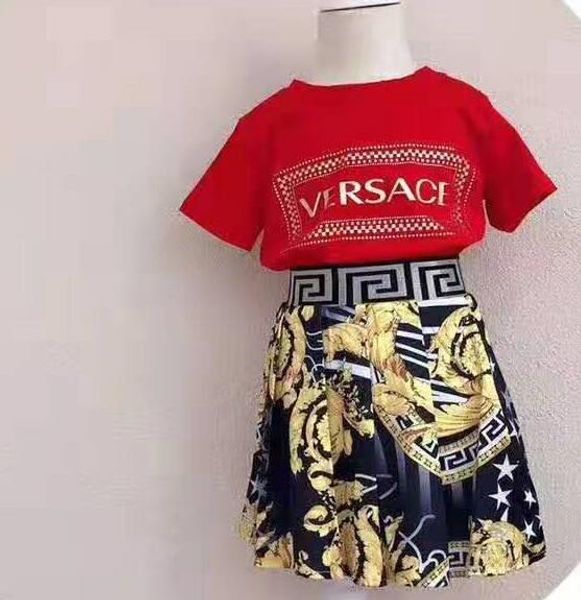 

новая мода дети хлопок короткие Sled футболки с юбками 90-140