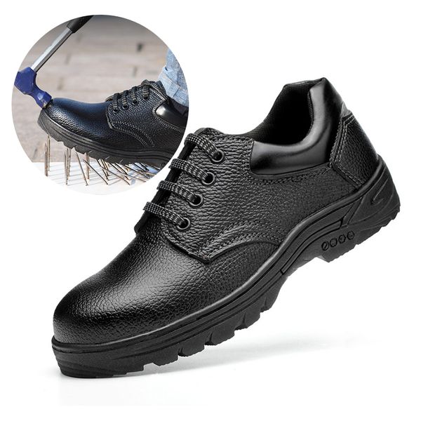 

men's safety shoes anti-smash anti-piercing men's steel toe shoes low upper wear-resistant breathable non-slip outdoor work shoes, Black;brown