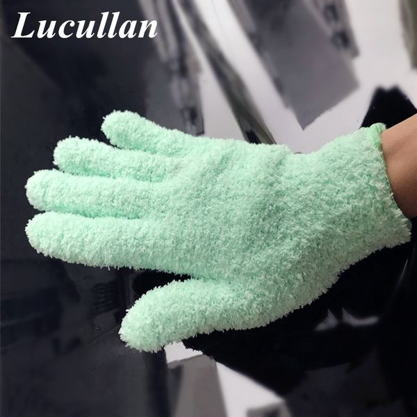 

lucullan knitted inner scrub gloves super soft microfiber car detailing wash mifor car care leather,panel, vinyl and fabric