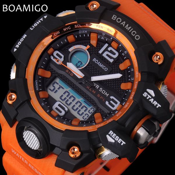 

boamigo brand men's watches double display sports watches, Slivery;brown