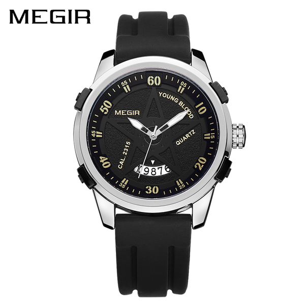 

new arrivals timelimited fashion designers wristwatch megir square steel band mens watch sports outdoor mens watch free, Slivery;brown