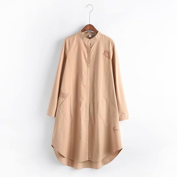 

women's trench coats women coat autumn style korean-style stand-collar long-sleeve slim fit slimming printed 3-color fashion wild, Tan;black