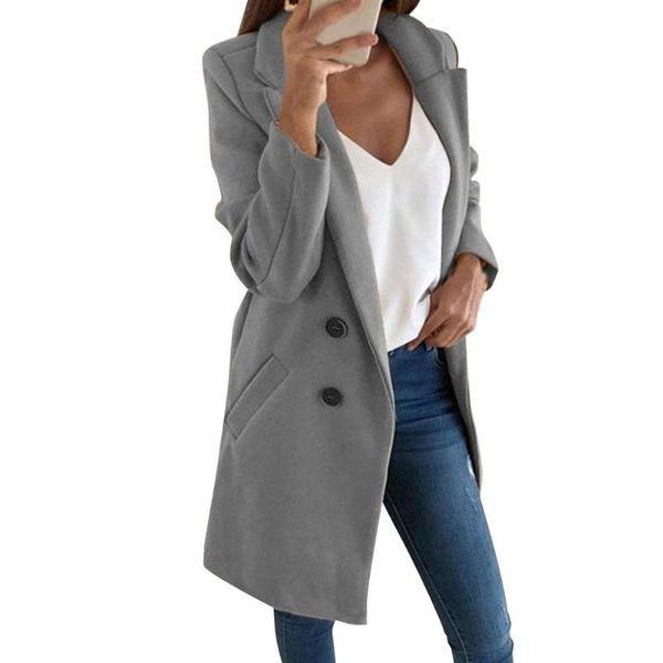 

korean women overcoat new autumn casual long sleeve solid lapel loose cardigan women elegant office overknee outerwear, Black