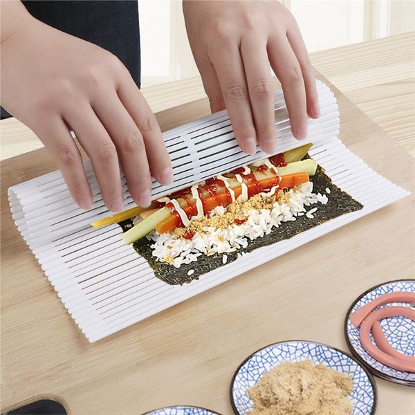 Sushi Roller Riutilizzabile Alghe Nori Tenda Antiaderente Sushi Roller Maker Plastica Sushi Rolling Mat Accessori da cucina