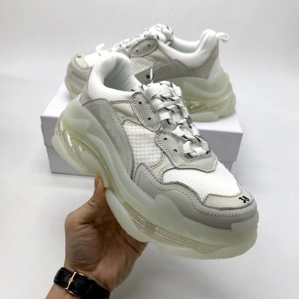 

2019 paris triple s clear bottom designer shoes rubber low sneakers triple s men s and women daddy platform sports trainers shoes 36-45