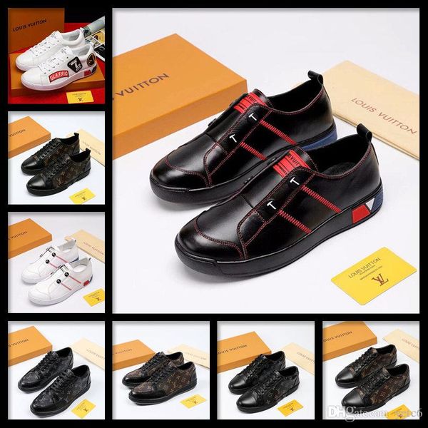 

20ss 2019 new casual shoes men's leather flat shoes with low-cut sneakers white shoes madad, Black