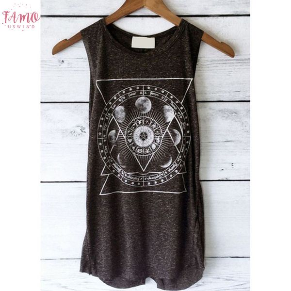 

2019 урожай женщин топы 2019 лето печати жилет повседневный сыпучие топ без рукавов танк спорт пуловер мундир top, White