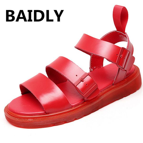 

men's genuine leather sandals retro summer sandals shoes breathable slippers lovers real leather casual shoes, Black