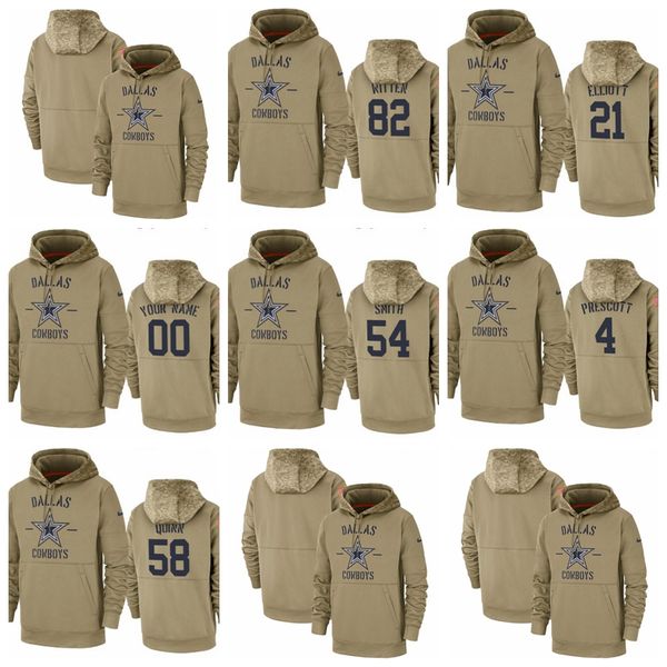 

men women youth nfl cowboys #82 #21 #54 #58 #4 customize any number & name 2019 salute to service therma pullover hoodie, Blue;black